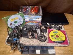 PlayStation 2 Slim SCPH-75001 Console W/ 1 Controller, 9 Games, 6 Memory - READ