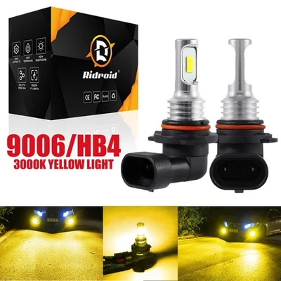 2x NEW 9006 HB4 3000K Golden Yellow High Power COB LED Fog Lights Driving Bulb - Image 1 of 4
