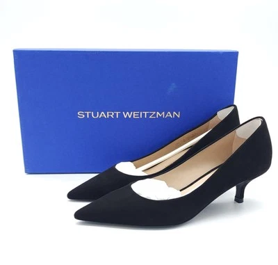 Stuart Weitzman Power 50 Gamuza Punta Gatito Tacón Negro Bomba Talla 6 Foto 1 de 4