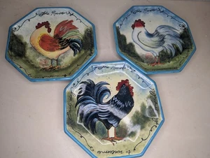 3 - Certified Int'l Susan Winget Pasta Bowls Plates Rooster Chicken Farmhouse - Picture 1 of 5