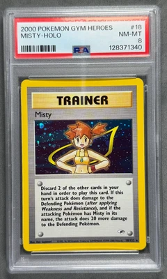 2000 Pokemon Gym Heroes #18 MISTY HOLO 18/132 RARE Trainer Card PSA 8 - Image 1 of 2