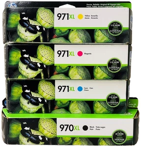 New Genuine HP 970XL 971XL Black Cyan Magenta Yellow 4PK Box Exp. 2026 - Picture 1 of 1