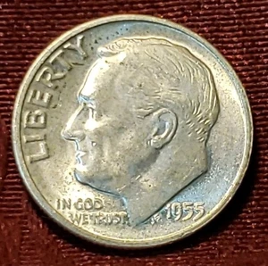 1955-S Roosevelt Groschen Silber kostenloser Versand - Bild 1 von 2