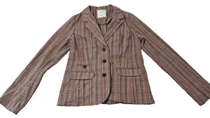 Sonoma Multicolour Academia Plaid Long Sleeve Mid-Length Women's Blazer Jacket S - Picture 1 of 16