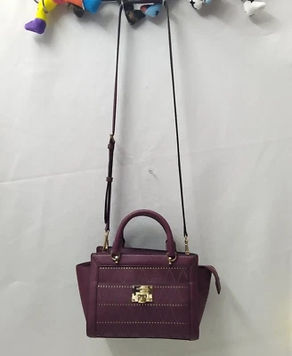 Bolso Cartera Michael Kors Oyster Cuero Púrpura Doble Asas Foto 1 de 4