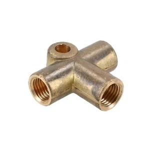 Brass Brake Pipe Fitting 3 Way Adaptor 7/16" UNF x 20 TPI for 1/4" Pipe T Piece - Picture 1 of 3