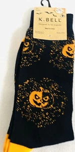 Halloween Pumpkins Novelty Crew Socks 10 - 13 K Bell NEW Men - Picture 1 of 4