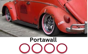 Omega Portawalls 15 Rot Weißwand Reifeneinlage 15 Zoll Felgen Seitenwand Satz 4x. Free SH - Bild 1 von 5