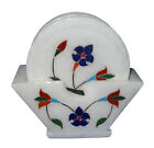 White Marble Coaster Sets, Semi Precious Floral Inlay Art, Cyber Monday Sale Set