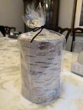 North Star Frosted Birchwood Bark Wax Pillar Cabin Candle Unscented New In wrap