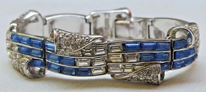 Pulsera Art Deco Libro Raro MARCEL BOUCHER 634b Firmada Zafiro Decoración 233ka - Imagen 1 de 5