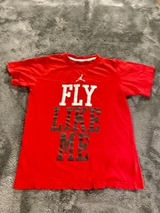 Nike T-Shirt Unisex Kids Medium (12/14) Red Short Sleeve FLY LIKE ME Jump Man - Picture 1 of 7