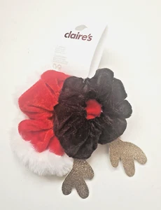 Claire’s Christmas Kids Hair Accessory 2 Pack Scrunchies Red &Brown New - Picture 1 of 1