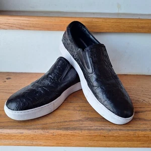 Robert Graham Baxter RGS5137 Mens Black Leather Low Top Sz 8 Sneakers Shoes - Picture 1 of 9