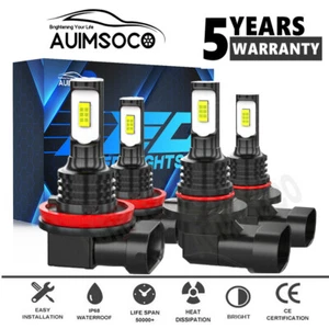 4x H11+9005 LED Headlight Combo High Low Beam Bulbs Kit Xenon White Bright 6000K - Picture 1 of 16
