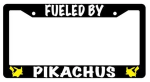 Fueled By Pikachus Black Plastic License Plate Frame Pokemon - Picture 1 of 1