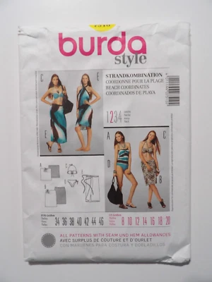 Burda 7510 Misses Beach Coordinates Swimsuit sarong bikini size 8-20 plus Uncut - Image 1 of 3