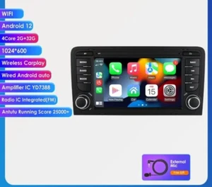 RADIO 2 DIN 7" PARA AUDI A3 ANDROID BLUETOOTH USB GPS NAVEGADOR CARPLAY - Imagen 1 de 9
