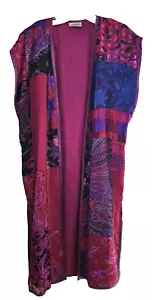 Vintage Patchwork Duster Colorful Sheer Swing Vest Maggie Shepherd Size Medium - Picture 1 of 6