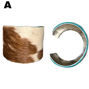 Various Genuine Handmade Cow & Cheetah Hide Bangle Bracelet Cuff Fashion Jewelry - Picture 1 of 3