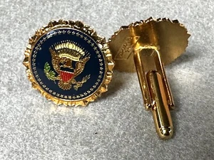 GEMELOS Sello Presidencial Presidente Casa Blanca Vintage Esmalte Espalda Bala - Imagen 1 de 5