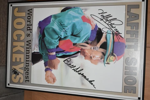 Horse Racing Legends Laffit Pincay & Willie Shoemaker Jockey signed poster Cover