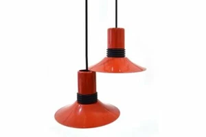 Pair of 1980s Post Modern Enamelled Pendant Lights - Picture 1 of 2