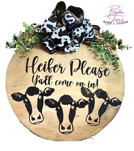 Door hanger, welcome sign, front door sign, door decor, cow sign - Picture 1 of 2