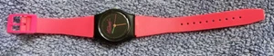 1990s MCDONALD'S WRISTWATCH BLACK FACE PINK BAND SWISS PARTS- NEVER WORN! - Picture 1 of 3