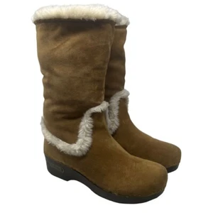 Lucky Brand Boots Size 10 Farrah Suede Faux Fur Brown Tan Round Toe Boho Hippie - Picture 1 of 10