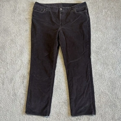 LL Bean Corduroy Pants Womens 18W Brown Favorite Fit Straight Leg Outdoors - Image 1 of 4