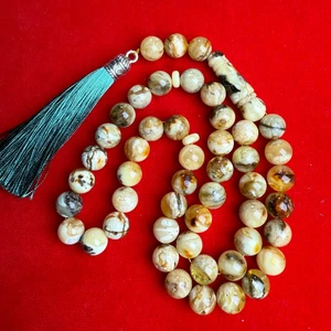 Oreo Yellow White Amber Misbaha Tasbih Prayer Beads مسبحة صلاة 11.5mm 49.3g - Picture 1 of 3