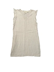 Cynthia Rowley Beige And White Gingham Linen Sundress Size Medium - Picture 1 of 7