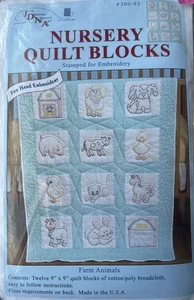 NEW Jack Dempsey 12 9"x9” Nursery Quilt Blocks 300-83 Farm Animals Blanket Kit - Picture 1 of 2