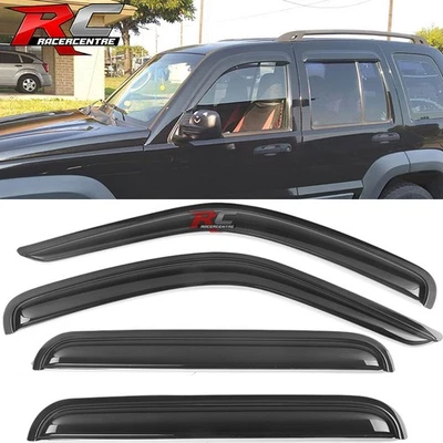 Fits 02-07 Jeep Liberty KJ 4PCS Window Visors Windshield Trim Sun Shade Foto 1 de 4