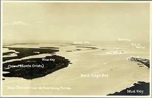 Keys Near St. Petersburg Florida RPPC Real Photo Postcard Vintage Aerial Map - Picture 1 of 4