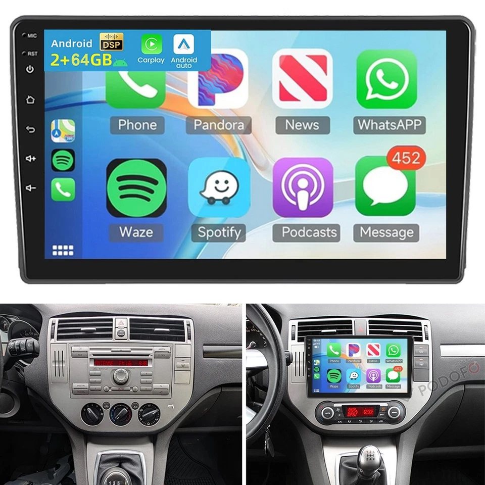9" Für Ford Focus C-Max DM2 Kuga Android 15 BT Carplay Autoradio GPS Navi 2+64GB - Bild 1 von 4