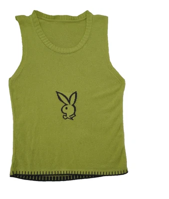 Camiseta sin mangas tejida Playboy verde lima vintage sin mangas logotipo de conejito Y2K - pequeña Foto 1 de 4