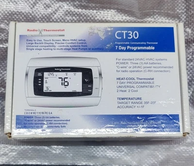 Radio Thermostat CT30 7 Day Programmable Thermostat NEW - Image 1 of 4