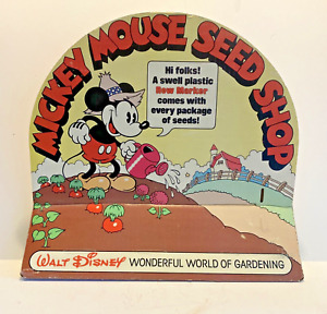 VINTAGE MICKEY MOUSE SEED SHOP STORE DISPLAY SIGN Walt Disney Gardening 1976+