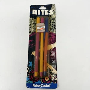 Faber castellated RITES Pens Ball Point VTG Barrel Is Color Pink Yellow Orange - Picture 1 of 6