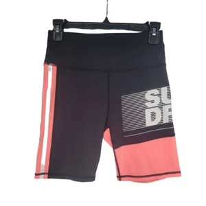 ❤️❤️❤️SUPERDRY Active Sz 6 Women's Lifestyle bike Shorts logo print Black Coral - Picture 1 of 6