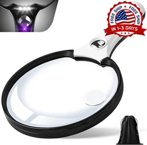 Lupa De Mano Con Aumento 10X 20X 45X Con Luz 3 LED Para Leer Joyas, Negro NUEVO. - Picture 1 of 8