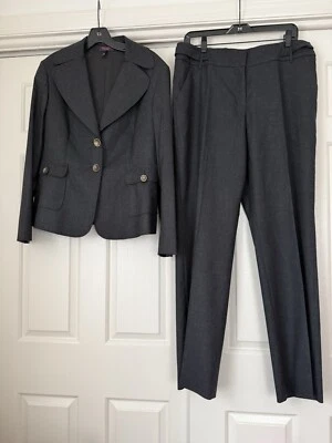 New Escada Elements Charcoal Gray Wool & Cashmere Suit Jacket & Pants Sz 40 (10) - Image 1 of 4