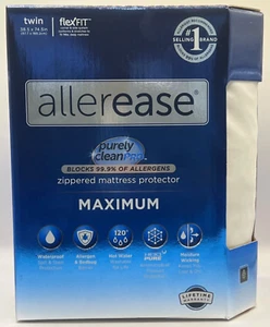 Twin Maximum Allergy Zipper Mattress Protector White Allerease Purely CleanPro - Picture 1 of 6
