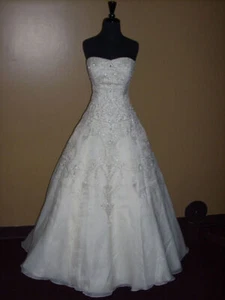 JASMINE BRIDAL GOWN T993R TAG SIZE 8 NWOT IVORY GOLD STUNNING TRAIN - Picture 1 of 11