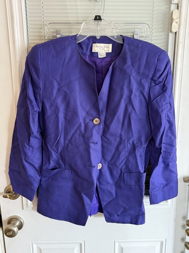 Giacca blazer Christian Dior vintage viola 3 bottoni la tuta tg 6 anni 80 90