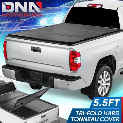 FOR 2007-2018 TOYOTA TUNDRA 5.5FT SHORT BED HARD SOLID TRI-FOLD TONNEAU COVER - Image 1 of 4