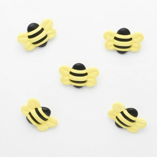 Bumble Bees Button 25mm x 20mm Plastic Shank Novelty Buttons - Image 1 of 1