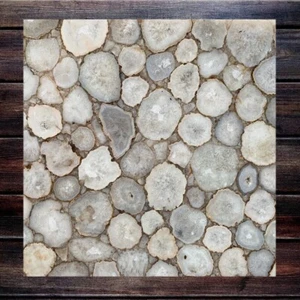 24 " Bianco Agata Sassi Caffè Table Top / Lato Estremità Table Top - Foto 1 di 8